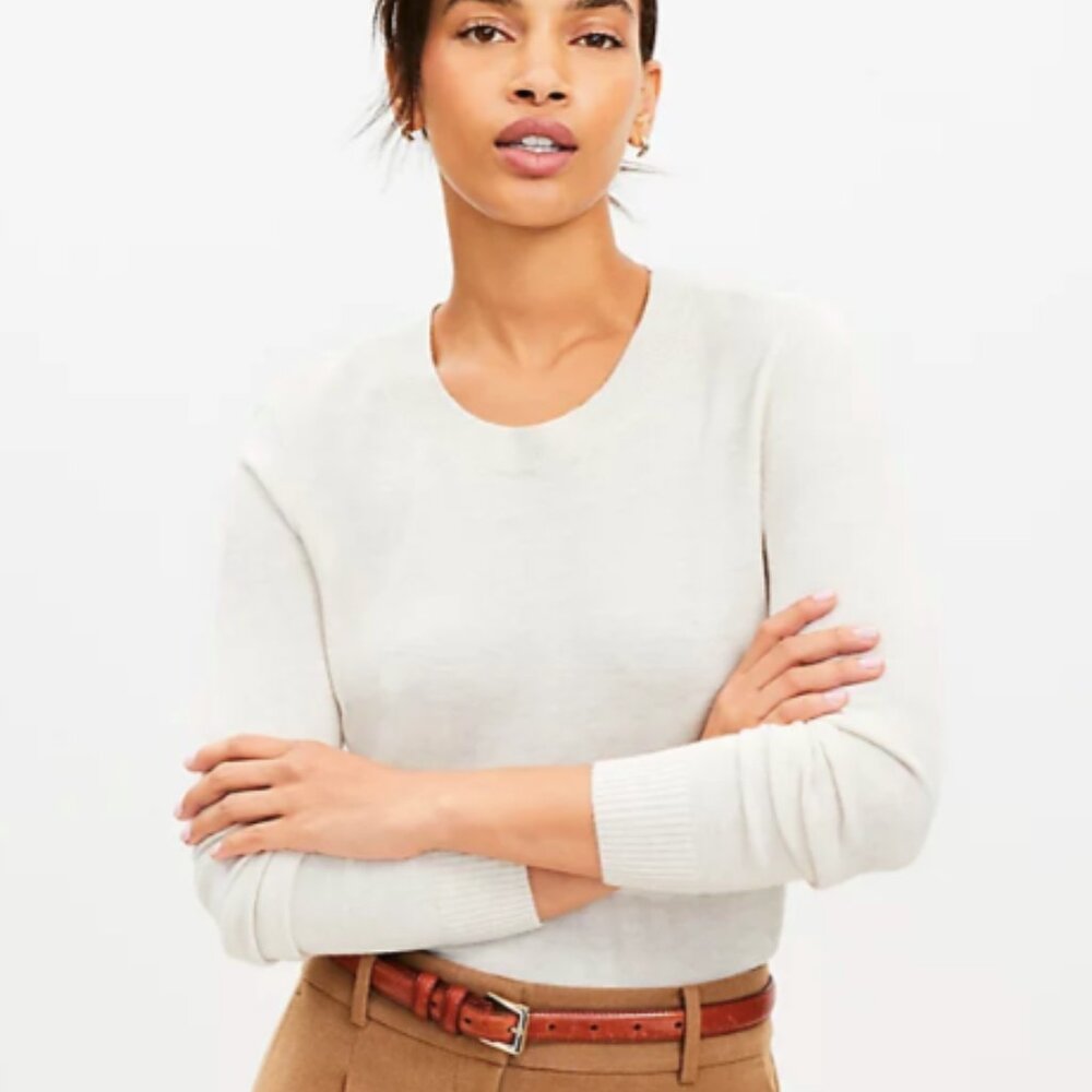 NEW NWT Loft Luxe Knit Sweater Color: Pale Pearl Heather